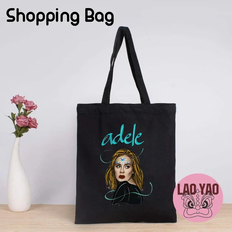 Adele Adkins Singer borsa con nome personalizzato per donna Totebag borse estetiche Tote Shopper Shopping donna tela di stoffa