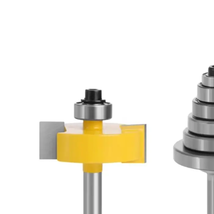 6 8 12mm Shank Rabbet Router Bit Set With 6 Adjustable Bearings Cemented Carbide Milling For Wood For Edge Finishing MDF