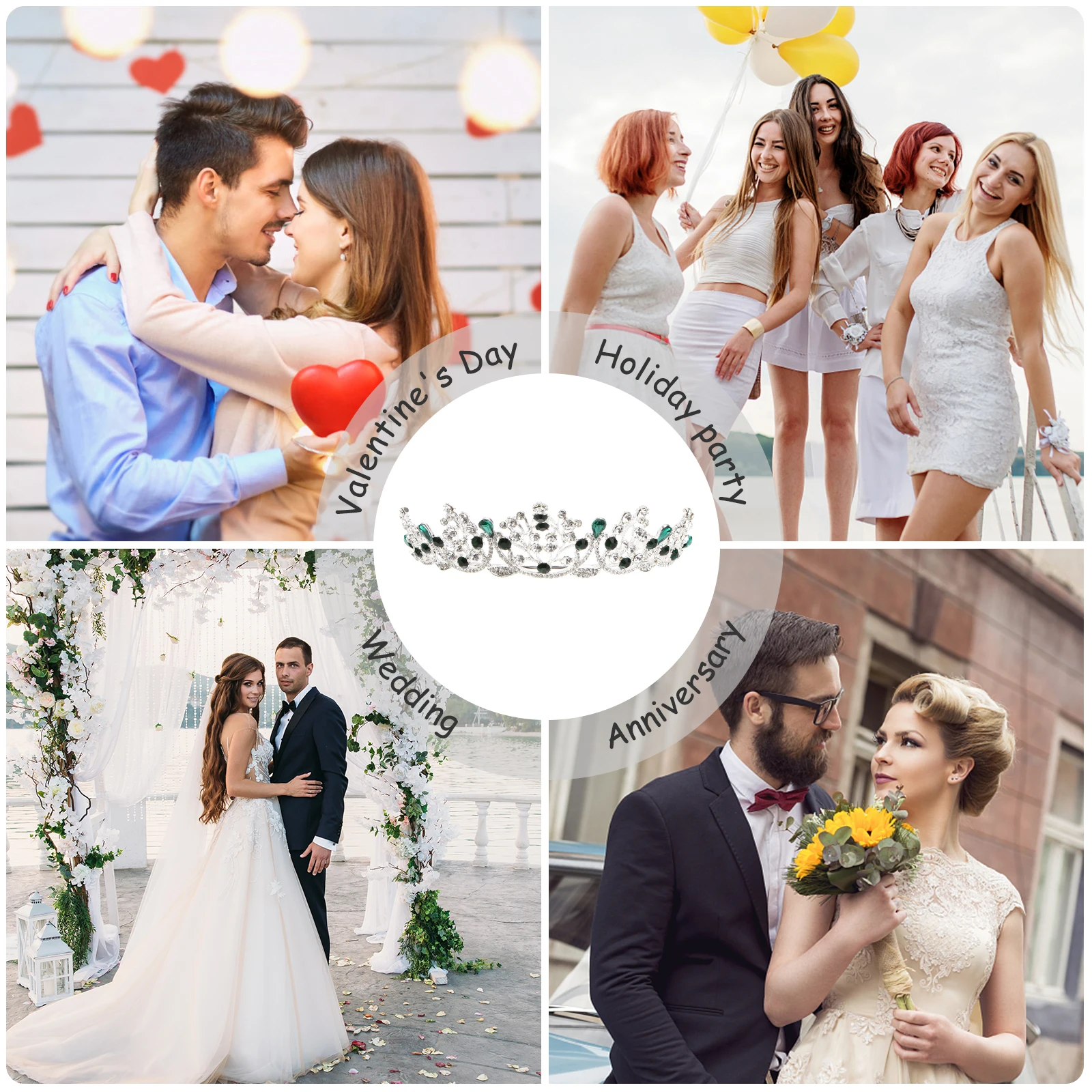 

Crystal Rhinestone Crown Bridal Hair Accessories Women Haarschmuck Blau Wedding Party Prom Birthday Gift Elegant Design