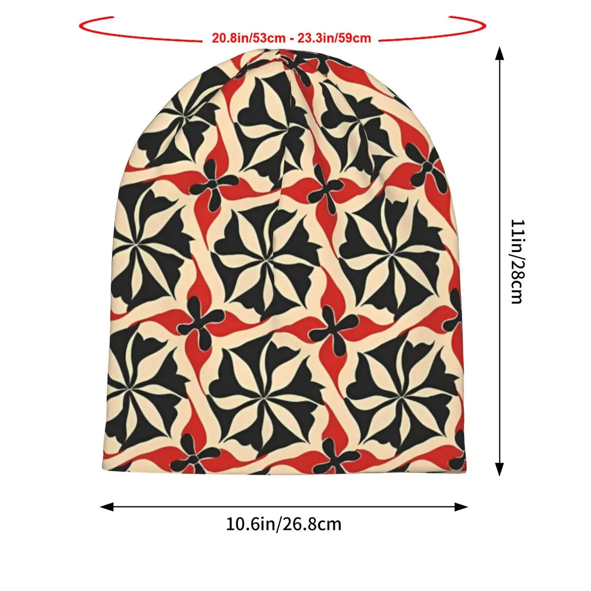 Black And Red Abstract Geometric Bonnet Fashion Thin Skullies Beanies Caps For Men Creative Hats