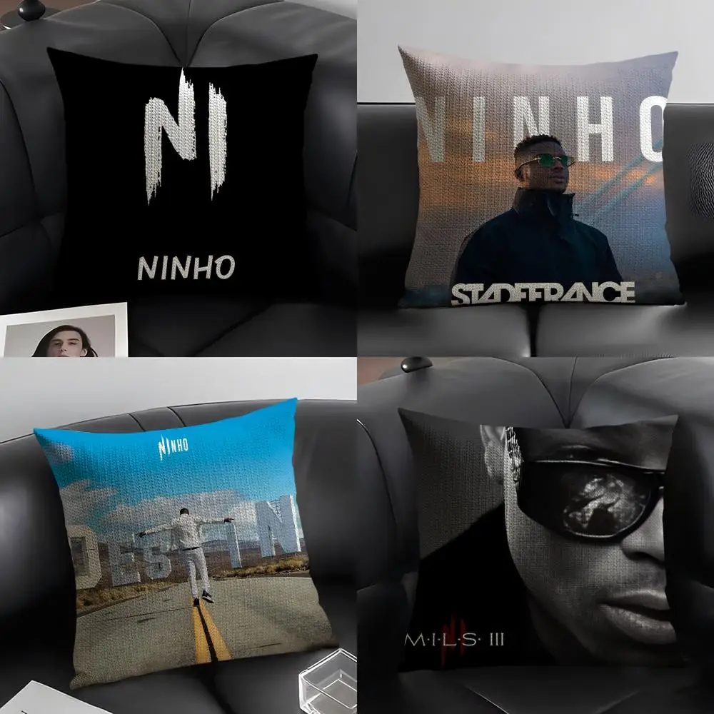 

Rapper Star N-Ninho Pillow Case Natural Linen Organic Fabric Double-Sided Printing Breathable Perfect Gift for Decor