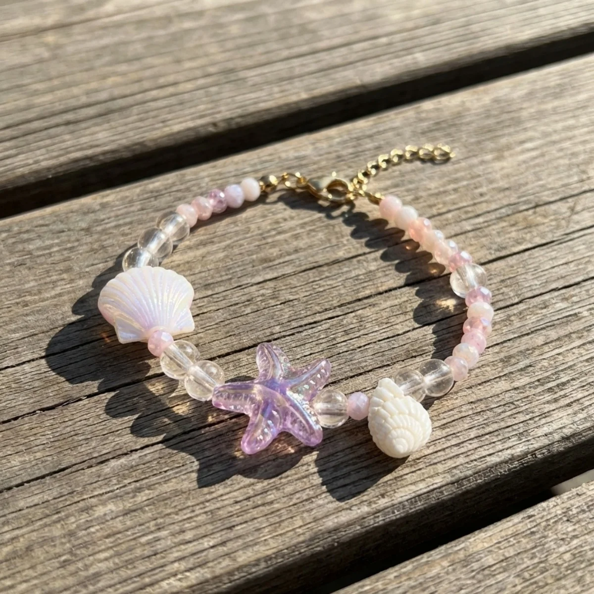 Armbänder aus Kunstharz mit Seesternen, Muscheln und Reisperlen für Damen und Herren, trendige Seestern-Ozean-Strand-Armreifen, Sommerurlaub-Party-Schmuck – Detail 12