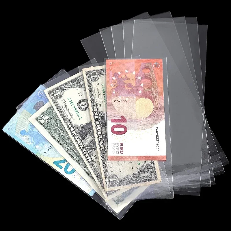 100pcs Protective Bag PP Material Transparent Banknote Sleeves Banknote Collector Sleeves for Collecting and Storing Banknotes