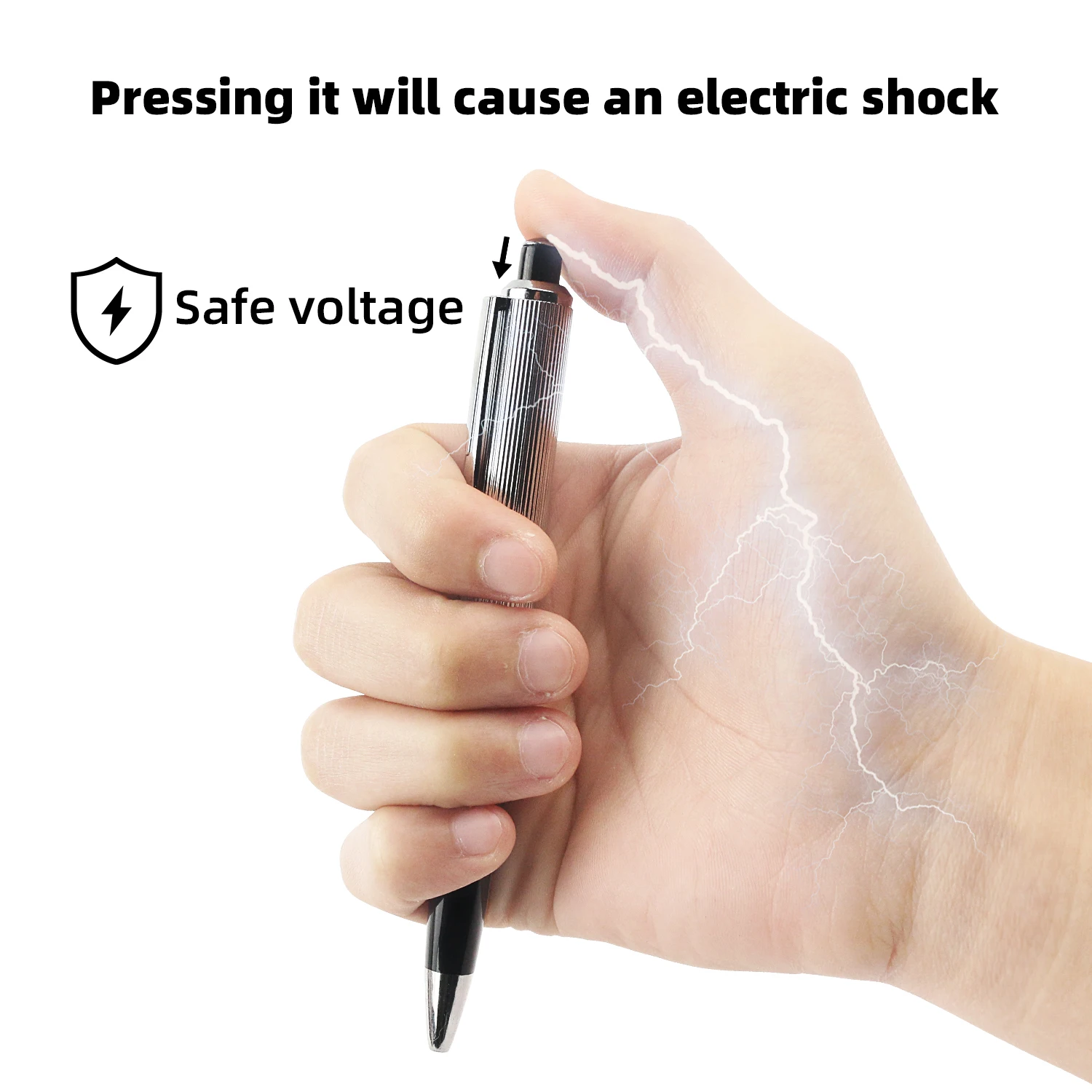 Creative prank electric touch pen with a slightly numb touch, simulating electric shock when pressed with a ballpoint pen