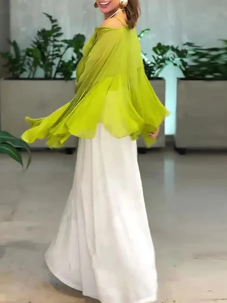 Casual O-neck Ruffle Top with Wide Leg Pants Set Autumn New Style Vacation Loose Outfit Fashion Streetwear Solid Commuting Suit