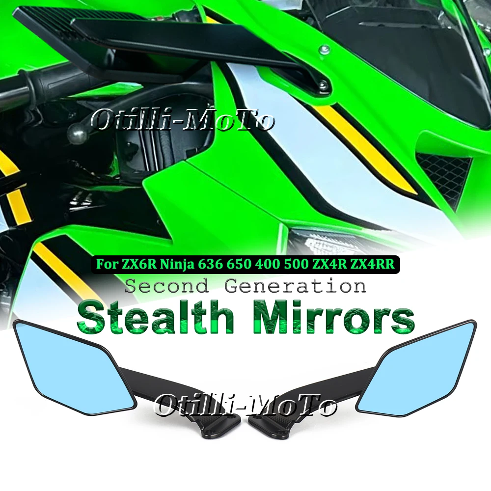 

Motorcycle For Kawasaki ZX6R Ninja 636 650 400 500 ZX4R ZX4RR New Second Generation Stealth Winglet Adjustable Rearview Mirrors