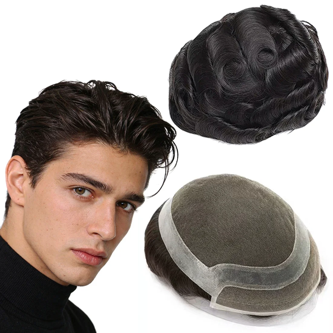 

Men's Hollywood Style Hair Wig Natural Looking Hair System Body Texture Lightweight Comfortable Daily Use Special Occasions