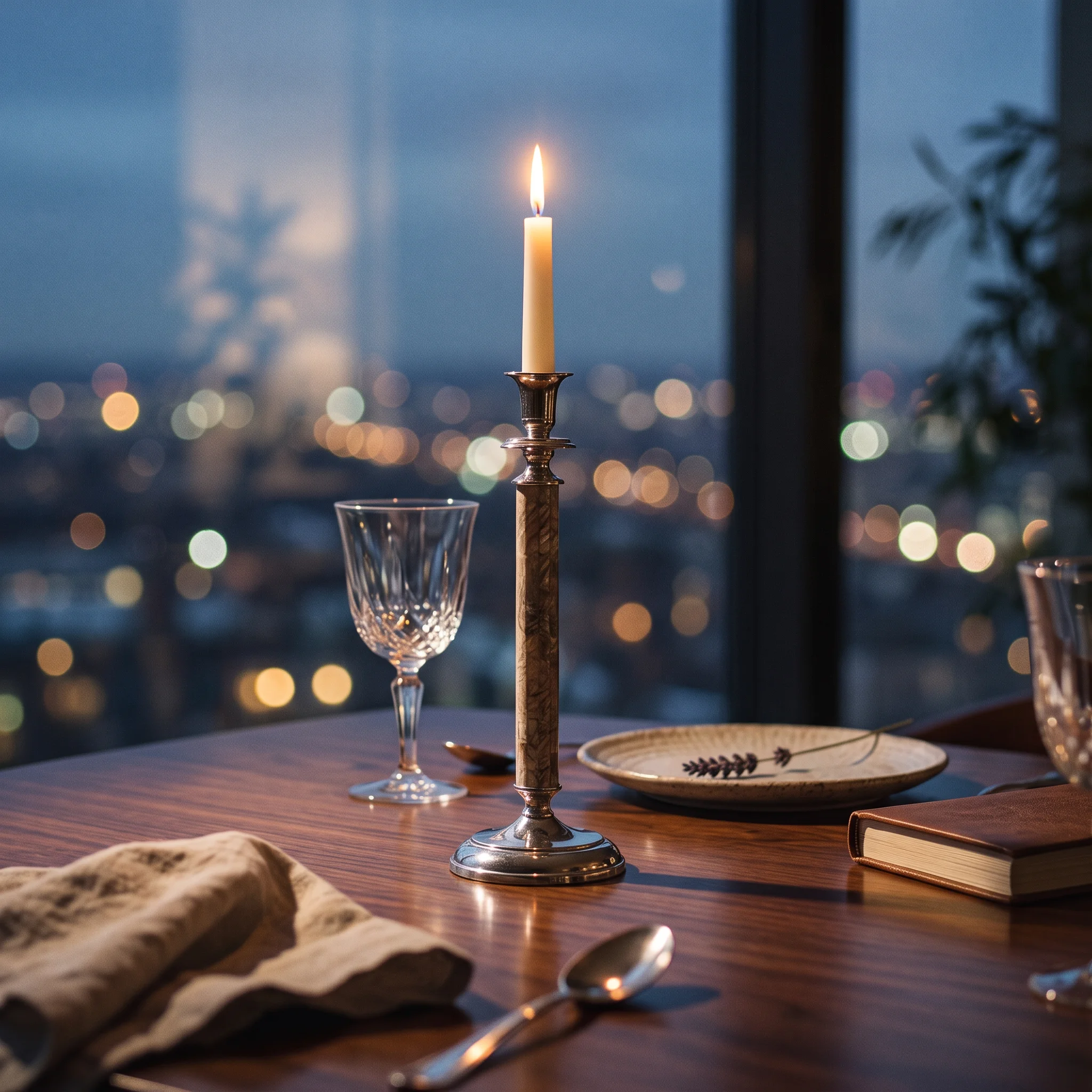 Candlestick with Shell Inlay Decorative Silver Candlestick Candle Holder Reflective Candles Shiny for Table, Bar