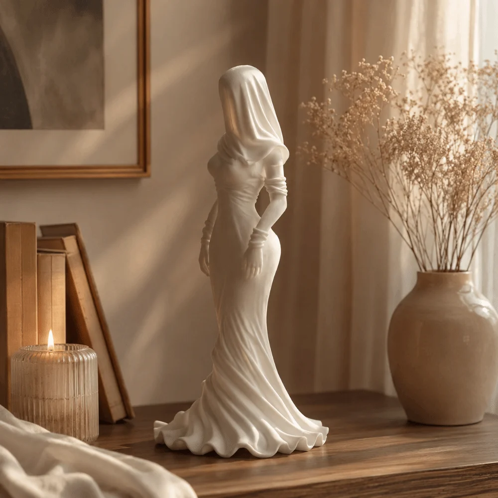 Art Decor 3D Printed Dancing Lady Statue Flowing Skirt Elegant Women Character Statue Home Decor Girl Sculpture Art Decor