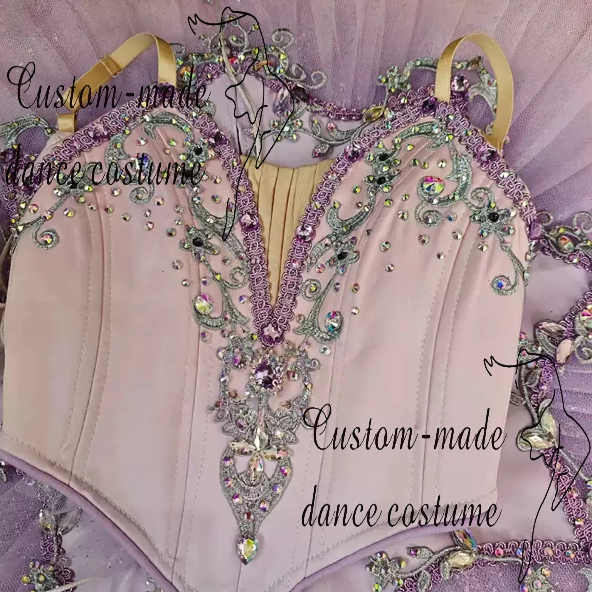 Customized Pink Purple Venice Carnival Variations Ballet Performance Costume