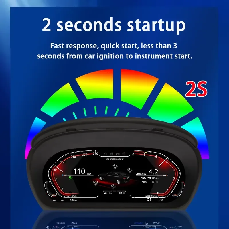 SZLELV 12.3 Inch Auto Accessories Dashboard Speedometer for E90 E91 E92 E93 2005-2012 Digital Lcd Cluster