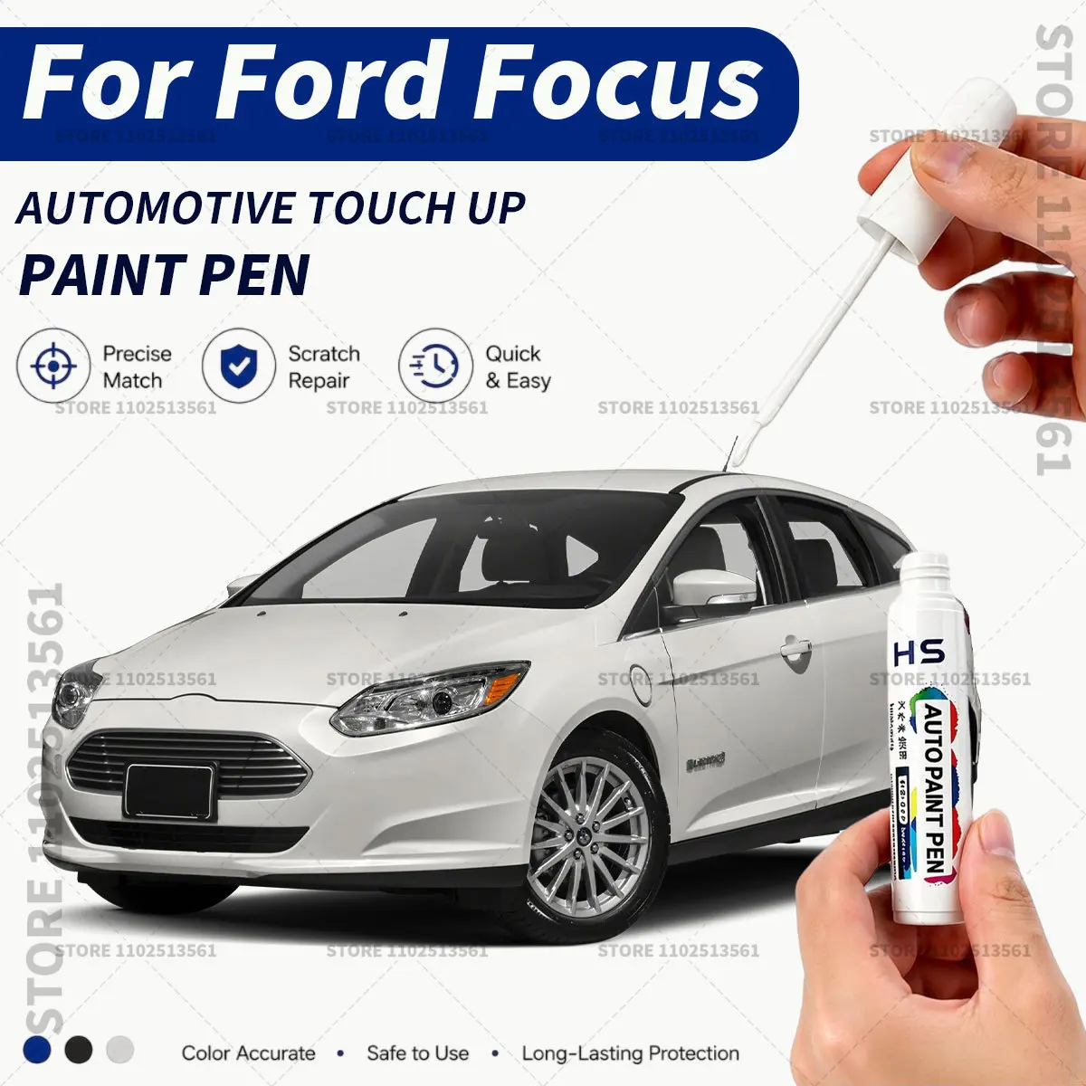 Car Touch Up Paint Pen Scratch Chip Repair Paint For Ford Focus Frozenn White Mean Green Magnetic Stealth Gray agate Black Red