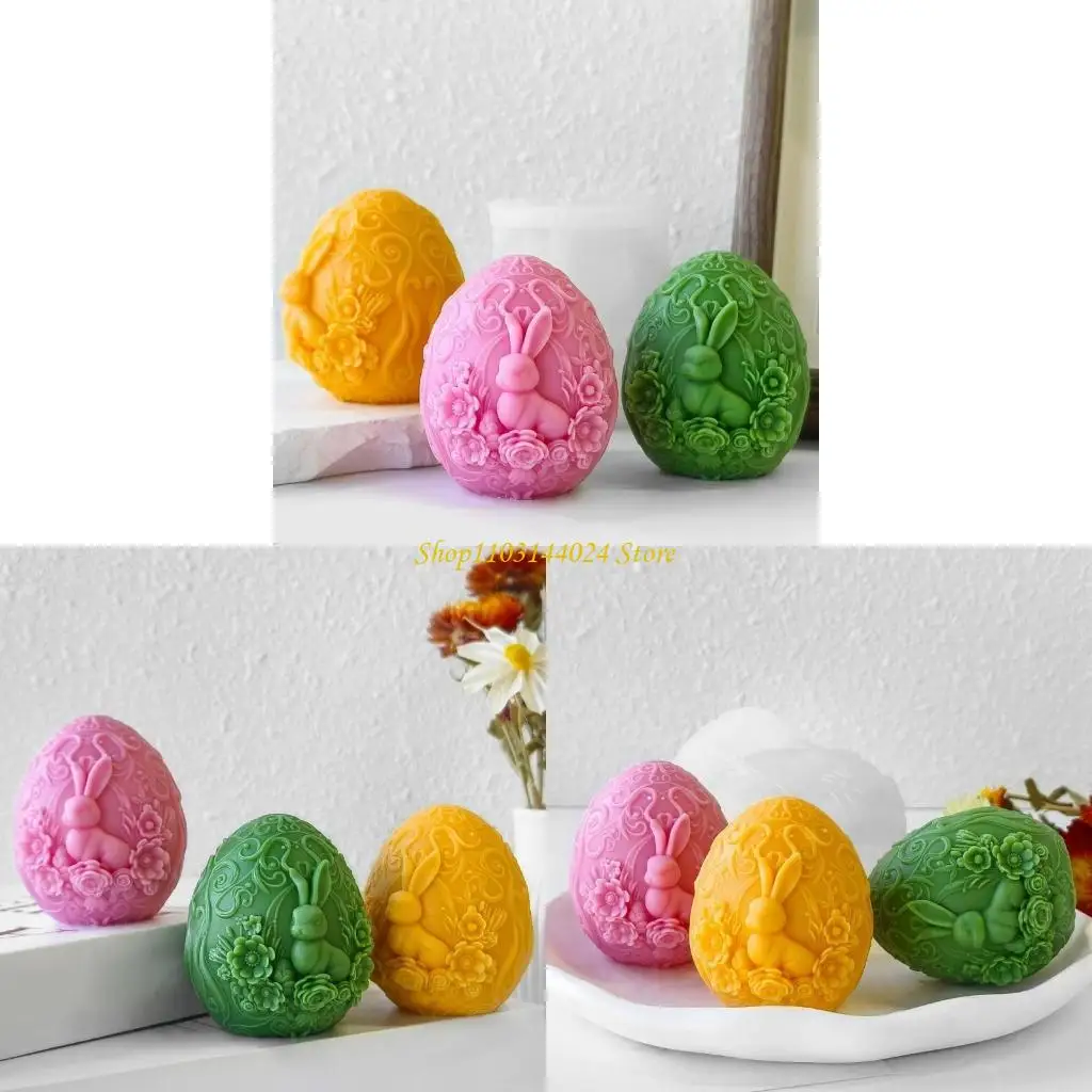 

N5KE Flexible Easter Rabbit Eggs Silicone Mold For Scented And DIY Crafts Perfect For Home Decors And Gifts