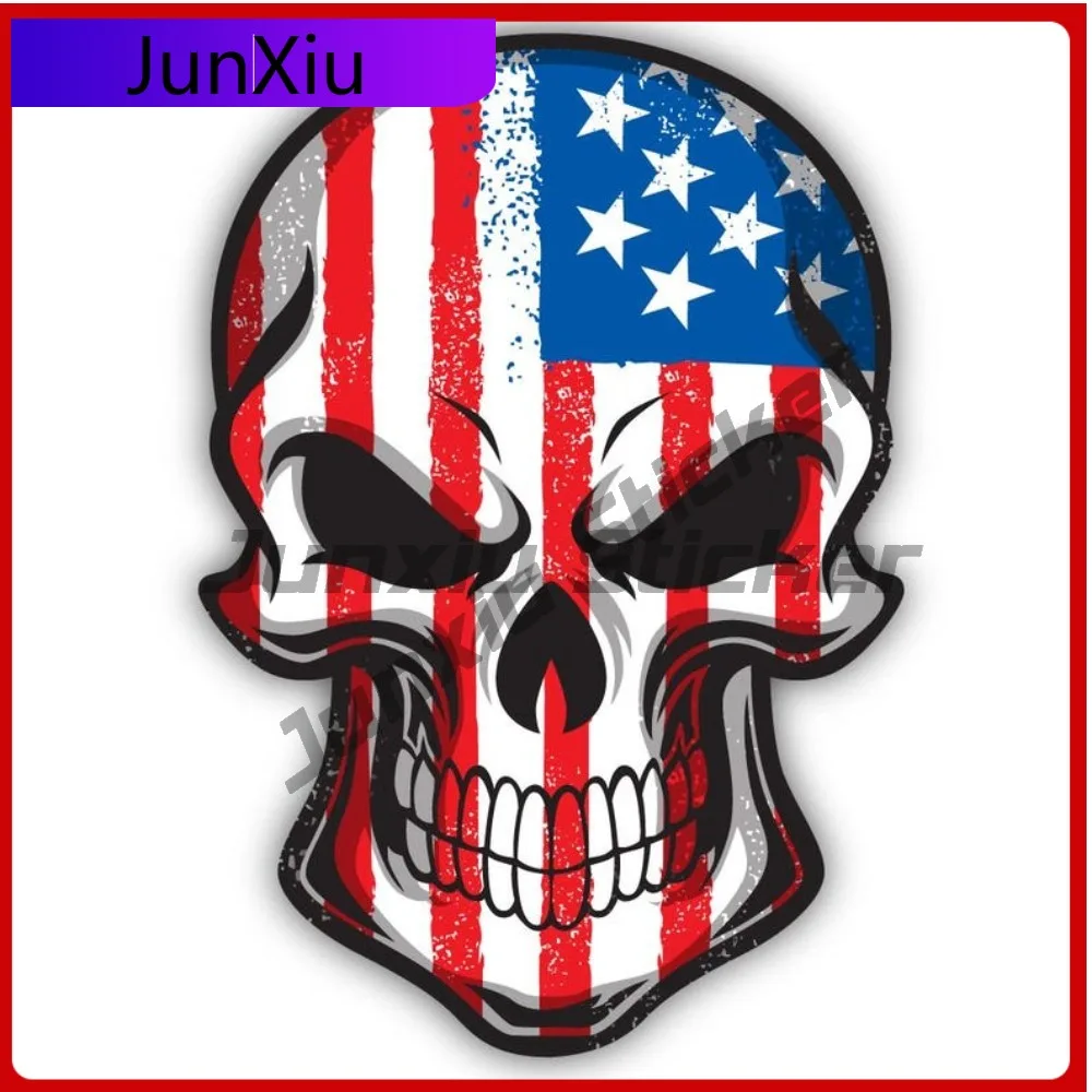 

American Skull Shaped Vinyl Sticker Exterior Accessories Cut To Shape Patriotic Gift Usa Cover Scratch Sticker Packs New Sticker