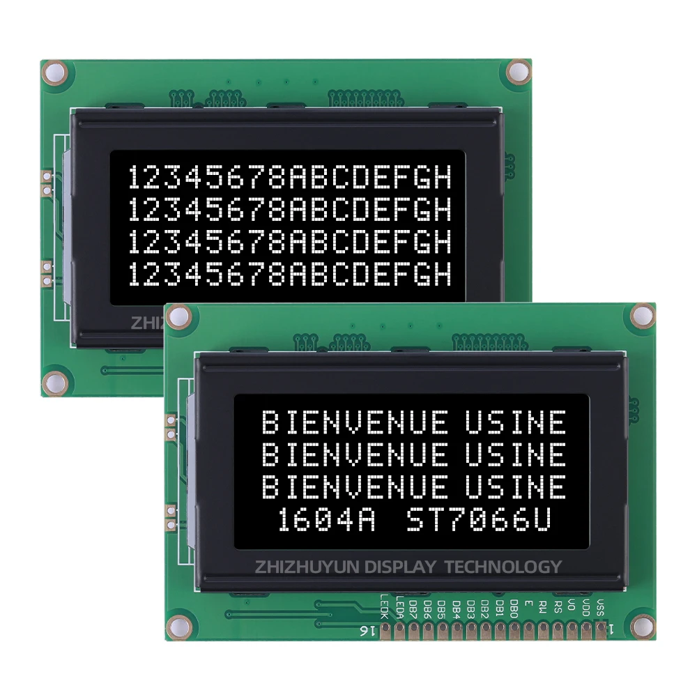 1604A 3.3V European Character LCD Module BTN Black Film Purple Character Industrial Display Screen 3.6-Inch LCD Screen