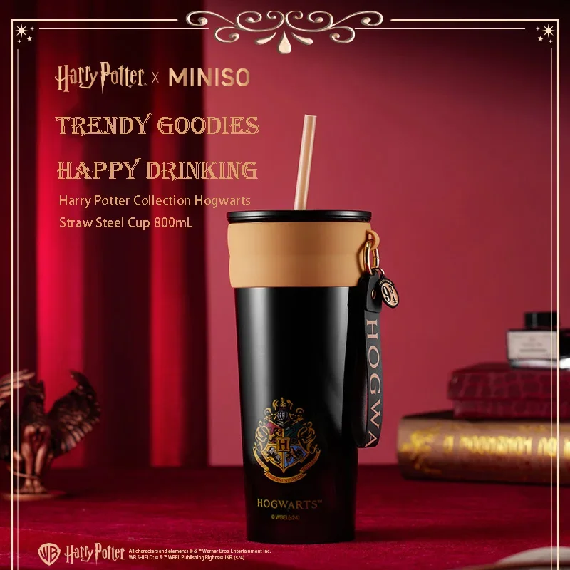 

MINISO Harry Potter Hogwarts Straw Steel Mug 800mL Mug Large Capacity Insulated Mug