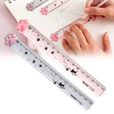 15CM Cute Cat Claw Ruler Adorable Cartoon Plastic Straight Edge Kawaii Measuring Tool for Art Craft School Office Stationery