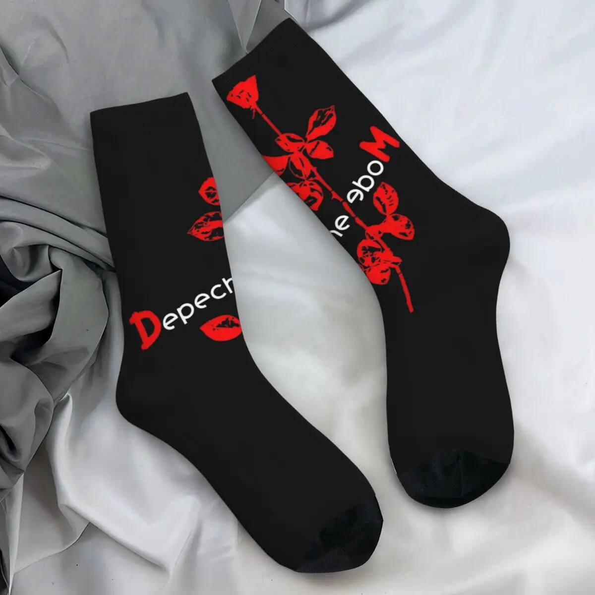 Depeche-Chaussettes mi-douces pour hommes, bas rétro, chaussettes anti-transpiration, mode cool, extérieur graphique, automne