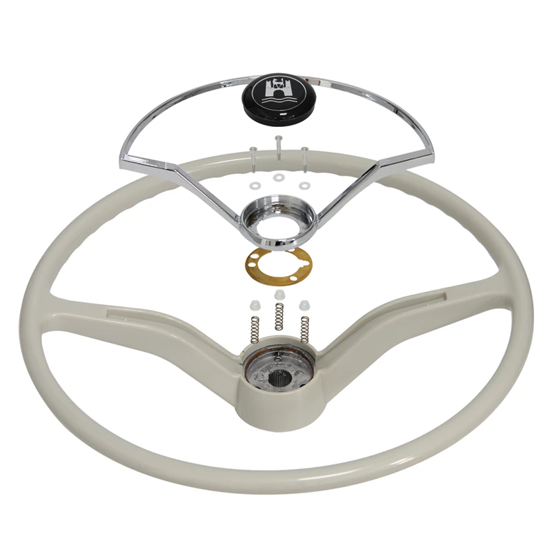 Steering Wheel with Chrome Ring &Horn Button Fits for Volkswagen Beetle 1962-1971