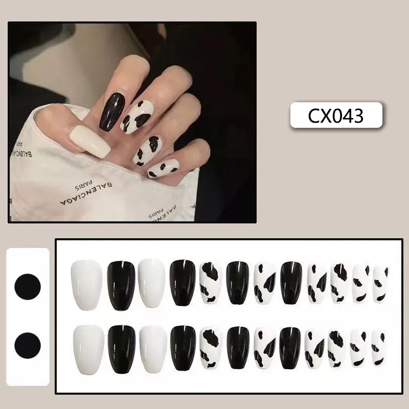 24 stks/set Eenvoudige Ultradunne Geen Sporen Lijm Druk op Nagels Franse Dragen Kunstnagels Verwijderbare Nep Nagel Tip Zoete Effen Kleur