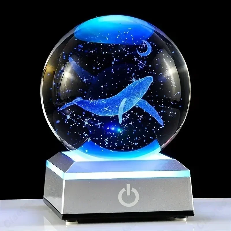 CreativeLED 갤럭시 장식 3D 레이저 내부 조각 빛나는 크리스탈 공 밤 빛 침실 연구 데스크탑 분위기 장식