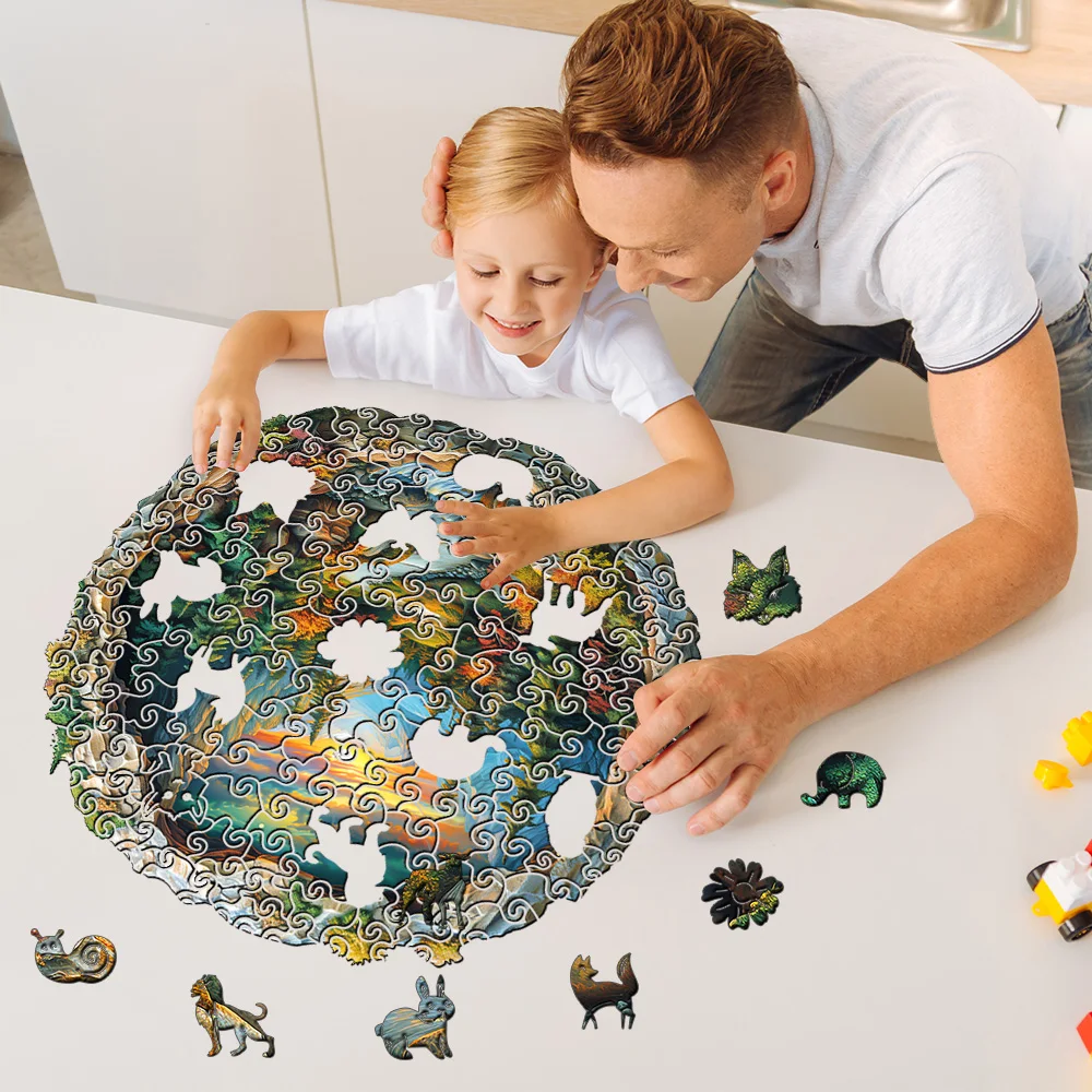 Challenging Forest Animal Wooden Puzzle - S/L Size, Vibrant Mountain and Waterfall Scenes, Perfect Home Decoration Painting Birt