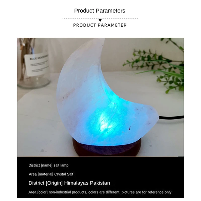 Himalayas Crystal Salt Lamp USB LED Moon-Shaped Salt Crystal Lamp Atmosphere Atmosphere Lamp