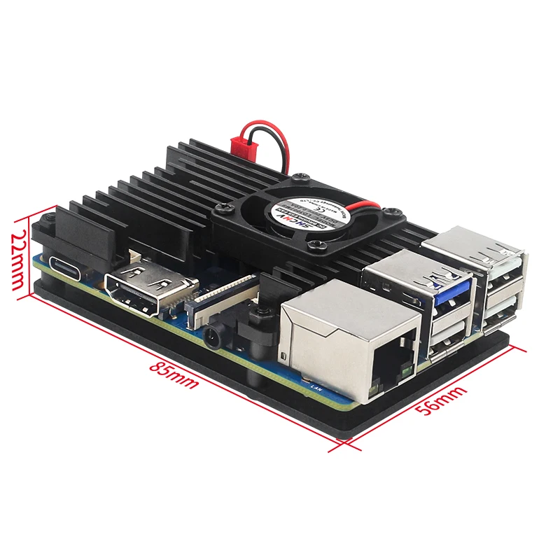 Caixa de liga de alumínio Orange PI 3B Caixa de metal de resfriamento passivo ativo com dissipadores de calor de ventilador para Orange PI 3B