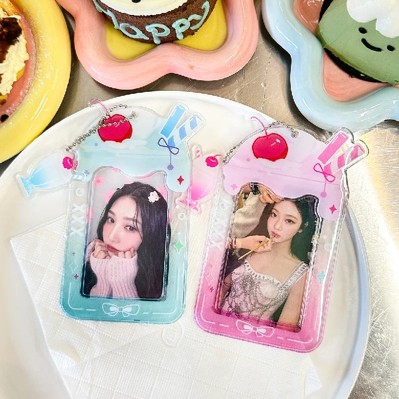 Kawaii 3 inch Kpop Photocard Holder ice cream Photo Card Holder Bag Pendant School Stationery