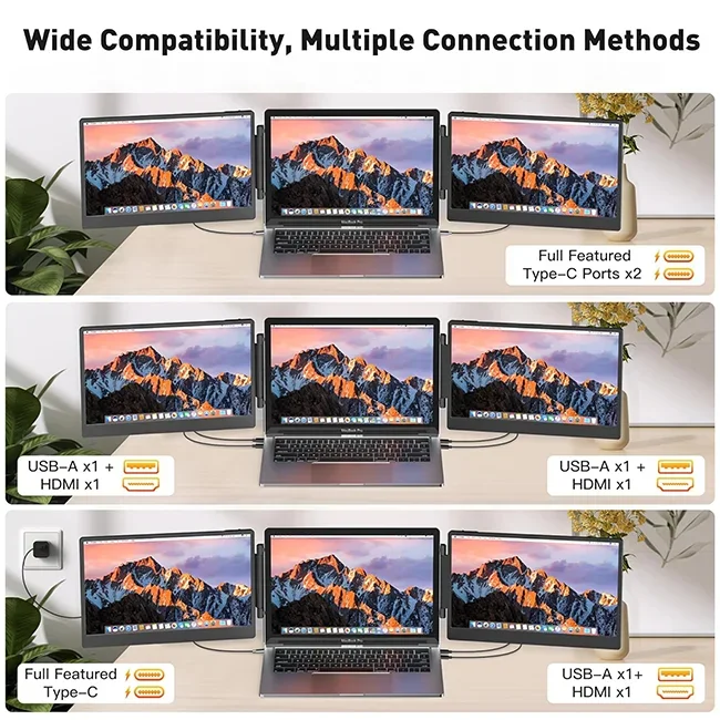 2026 Portable Monitor For Laptop 2 X 14 Inch Monitor Screen Extender Laptop Screen ExtensionPlug & Play