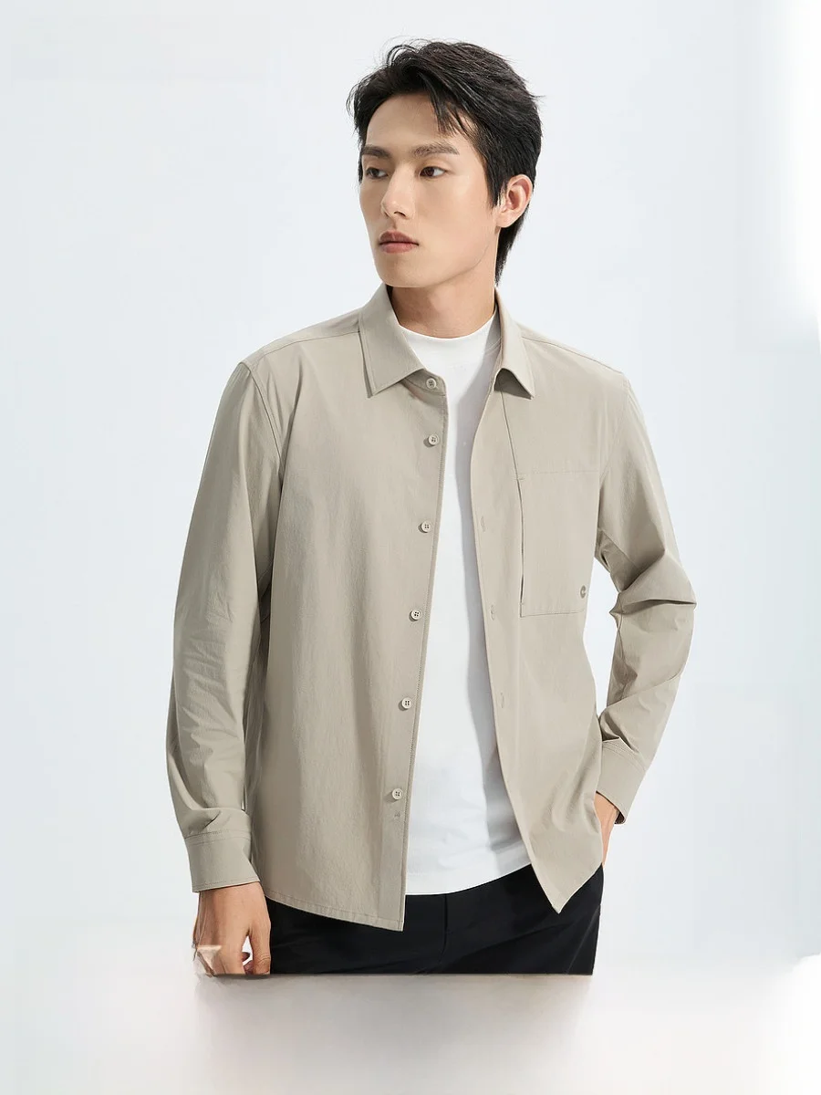 Lilanz Men's Long Sleeve Shirt Pointed Collar Spring Fashion Urban Casual Style Standard Fit Daily Wear Nylon Spandex Blend