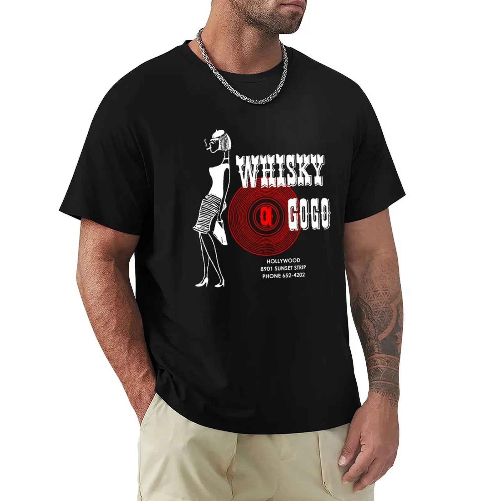 

Whisky A Go-Go Vintage Poster Restoration Digital T-Shirt tops blue archive shirts graphic tee men