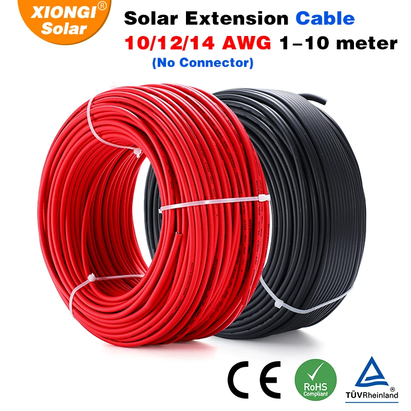 XIONGISOLAR PV1-F-1*4/H1Z2Z2-K 10/12/14 AWG przedłużacz do panelu słonecznego kabel fotowoltaiczny druty miedziane 2.5/4/6mm2 drut słoneczny drut z czystej miedzi
