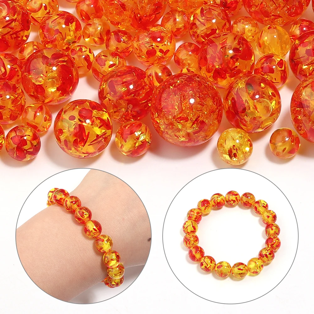 5-30pcs 8/10/12/16/20mm Imitation Amber Acrylic Beads Round Loose Beads For DIY Jewelry Making Necklace Bracelet Accessories