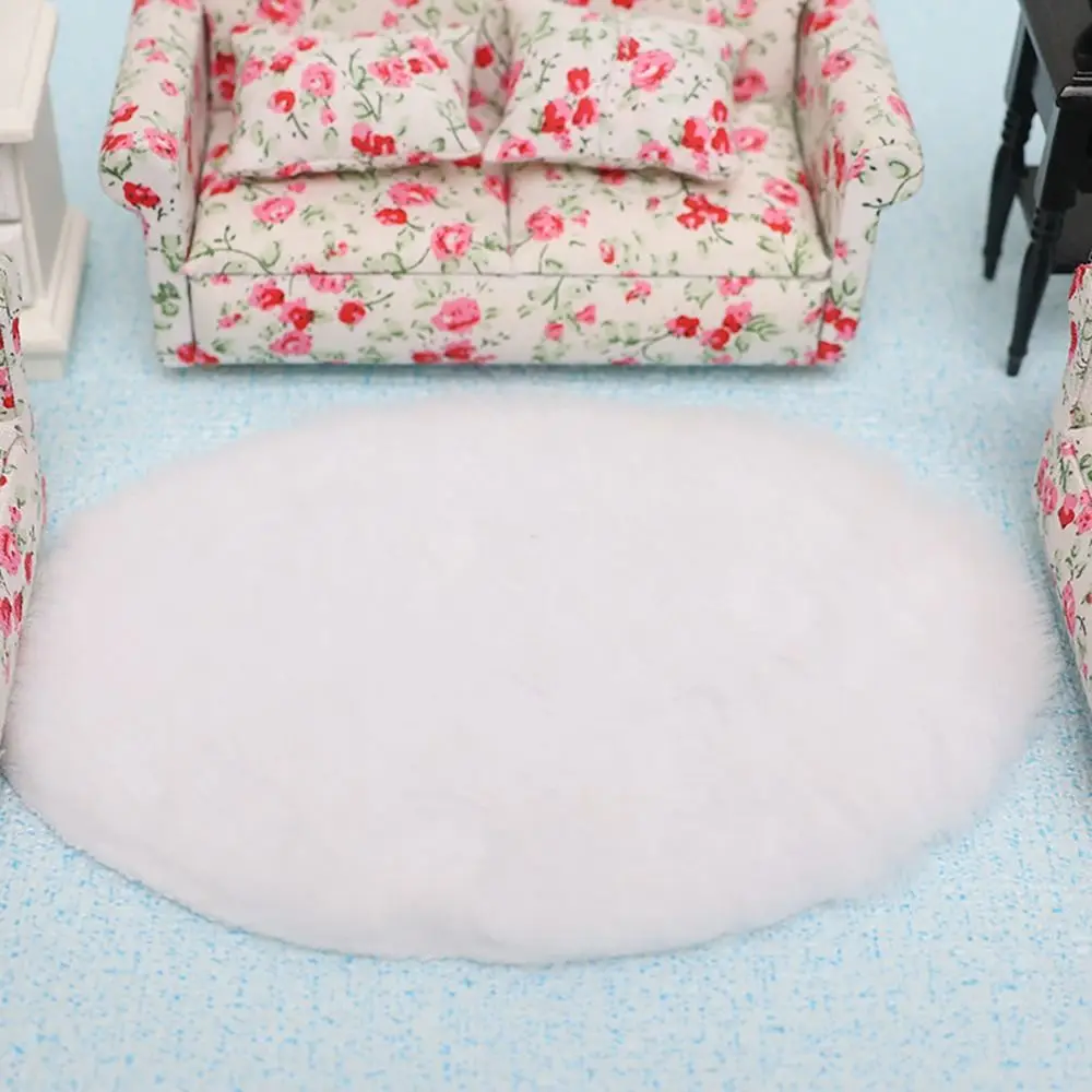 1/12 escala casa de bonecas tapete de pelúcia acessórios boneca jogando casa em miniatura peludo foto adereços decoração mini tapete