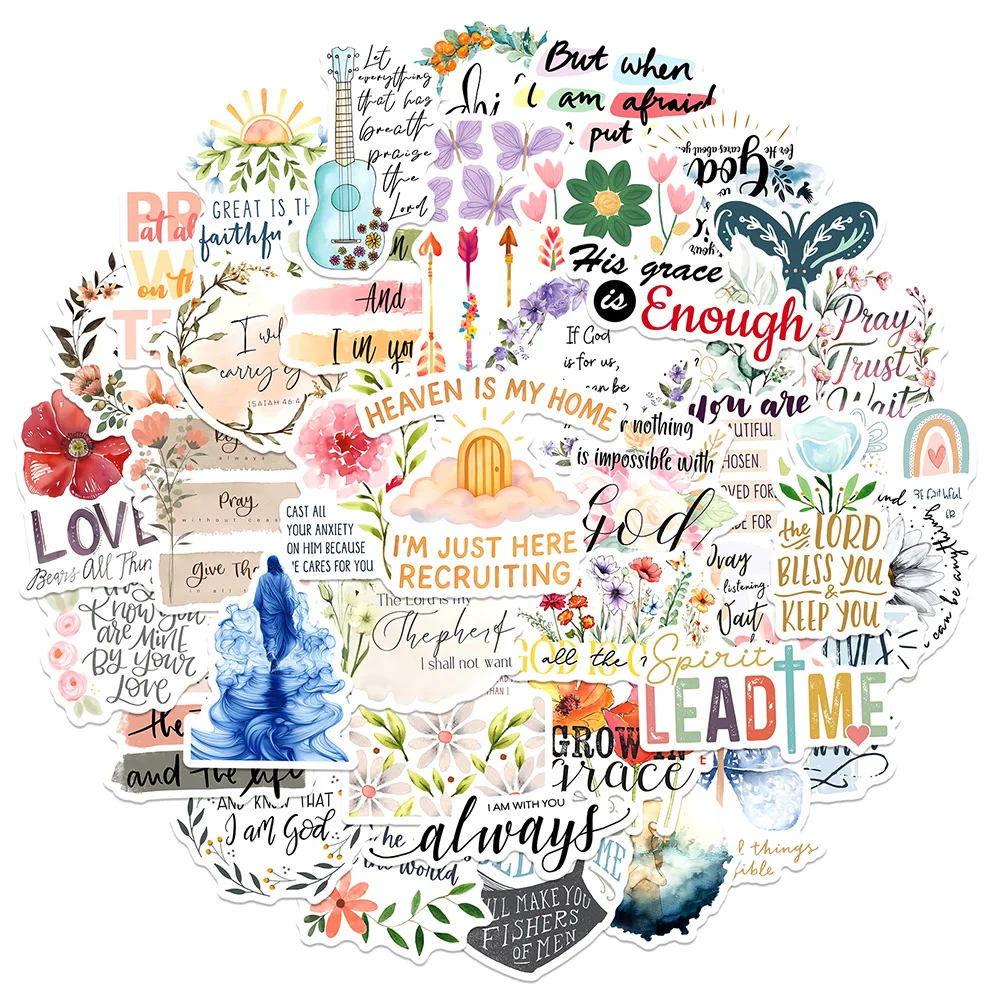 10/30/50pcs Cartoon Jesus Phrase Christians Religion Bible Stickers Decals DIY Laptop Phone Case Diary Decoration Sticker Toys