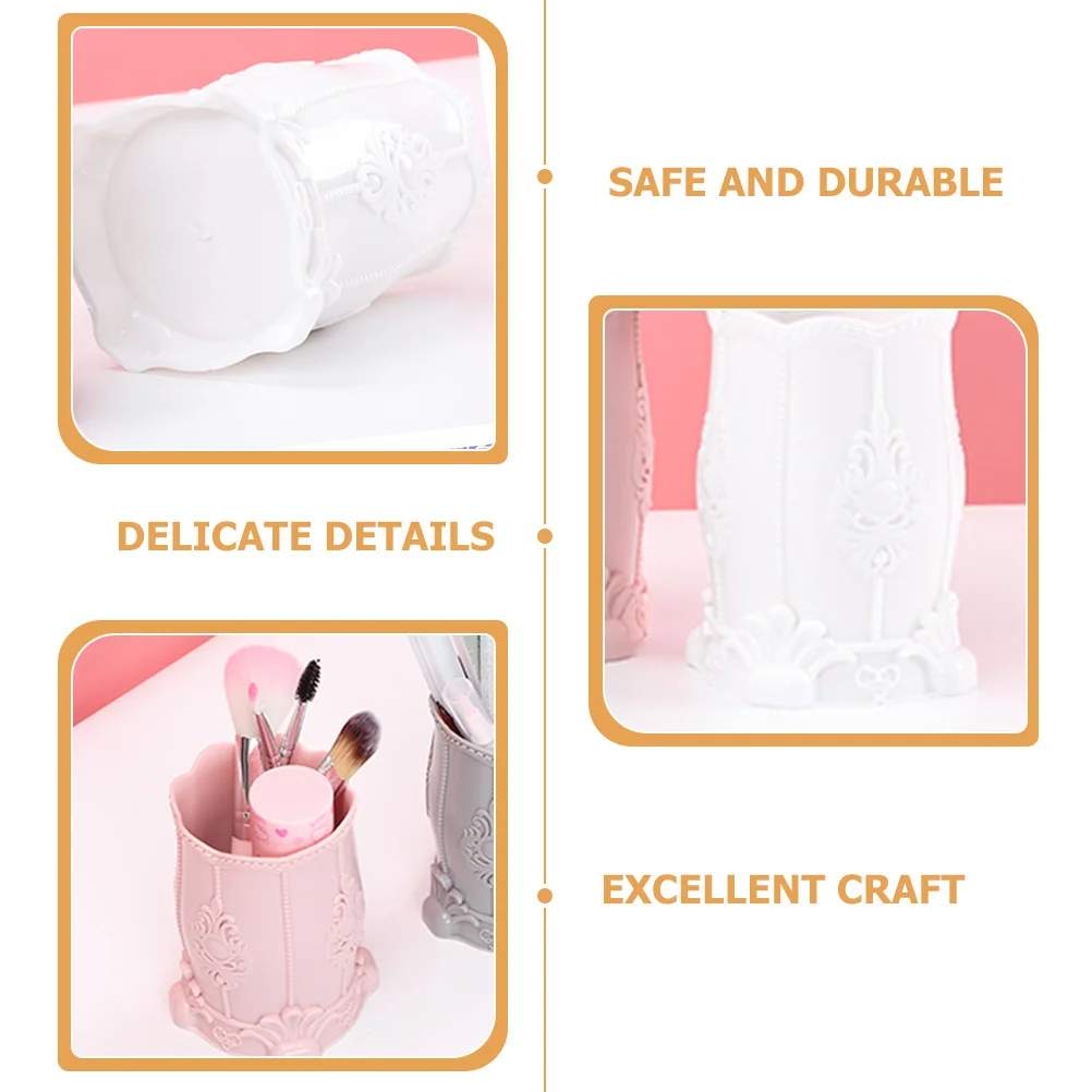 

2Pcs Desktop Organizer Makeup Brush Pen Holder Stationery Storage Box Smooth Safe Material Stable Bottom Design