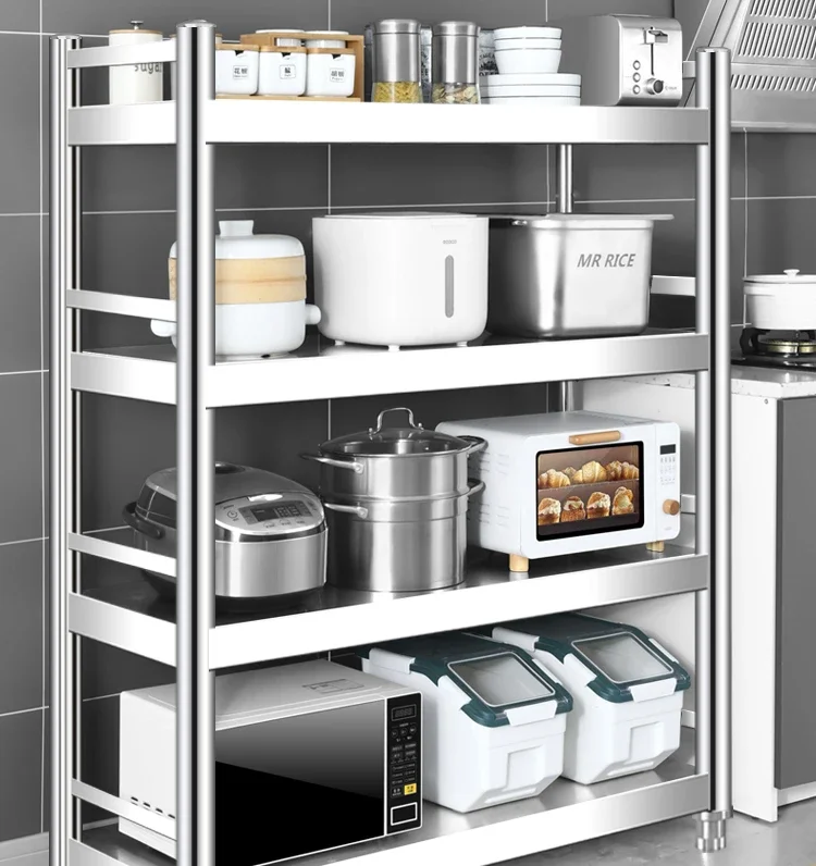 

Кухонная стойка из нержавеющей стали, многофункциональный стеллаж для микроволновой печи