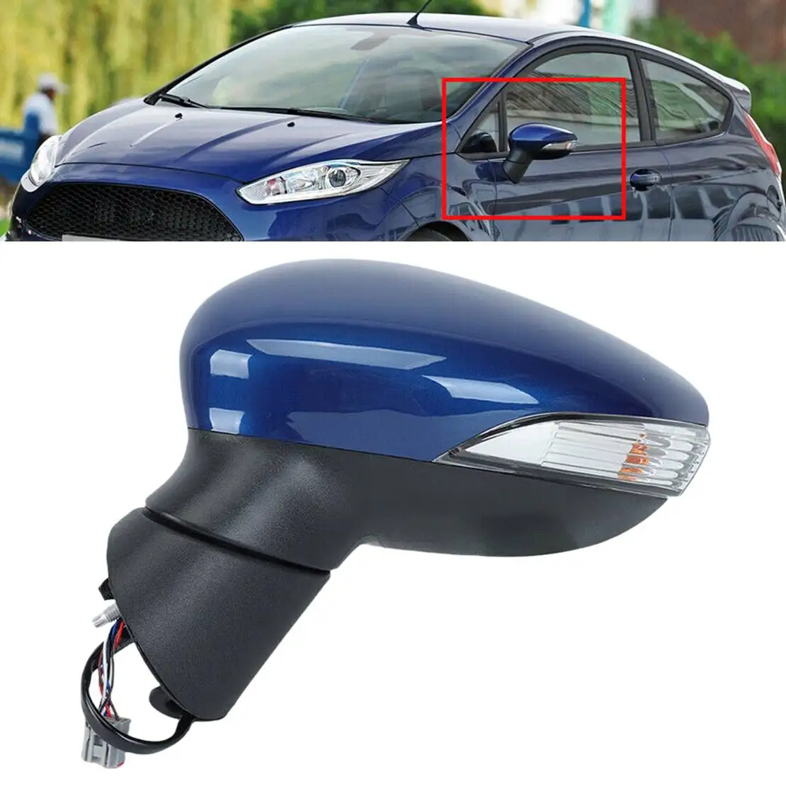 

Blue Left Side Electric Wing Rearview Mirror Assembly Fit For Ford Fiesta MK7 2013 2014 2015 2016 2017