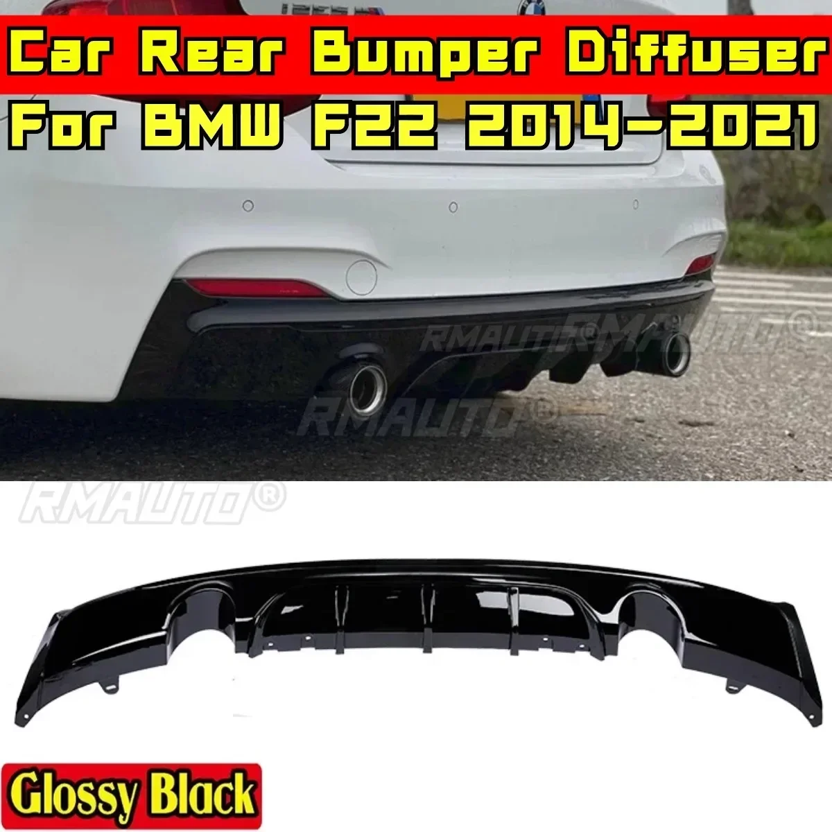 F22 bemper belakang รถยนต์สีดำเงาชุดตัวกระจาย bemper belakang สำหรับ BMW F22 2014-2021อุปกรณ์เสริมรถยนต์