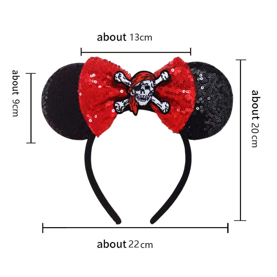 Skull Crossbones Pirate Mickey Mouse Headband Bat Pumpkin Bow Halloween  Ears Hairband Festival Party Cosplay Hair Accessories