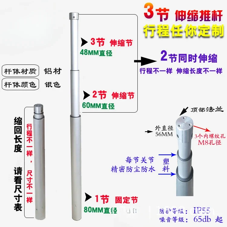قضيب دفع كهربائي 12v24v36v نوع القلم محرك خطي قضيب تلسكوبي صغير
