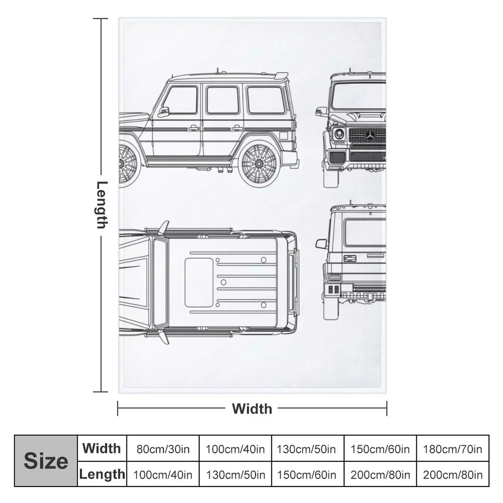 G-Wagon Tuning Blueprint Throw Blanket Decorative Throw Thins Softest Blankets