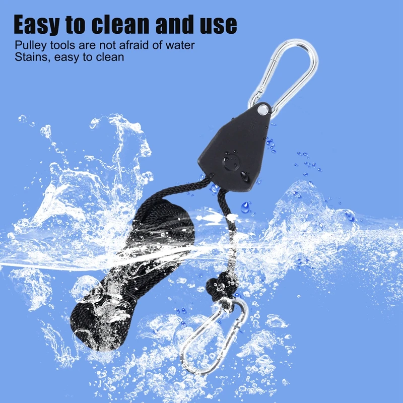 PORK-4Pcs Heavy Duty Adjustable Grow Light Ratchet Rope Hanger Yoyo For Grow Light Fixtures Gardening