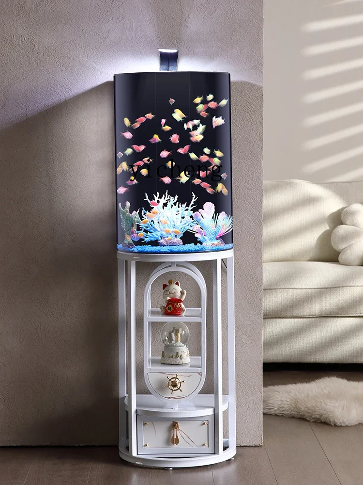 X5-7  fish tank floor-to-ceiling living room fish tank small creative fish tank filter oxygen generator vertical