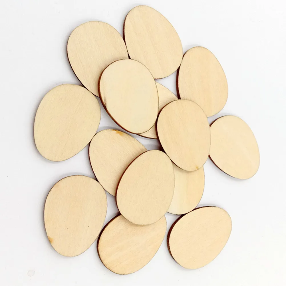 

50Pcs Egg Shape Unfinished Wood Crafts Decorative Lime Wood Pieces Ideal for DIY Signs Tags Christmas Ornament Nursery Wall