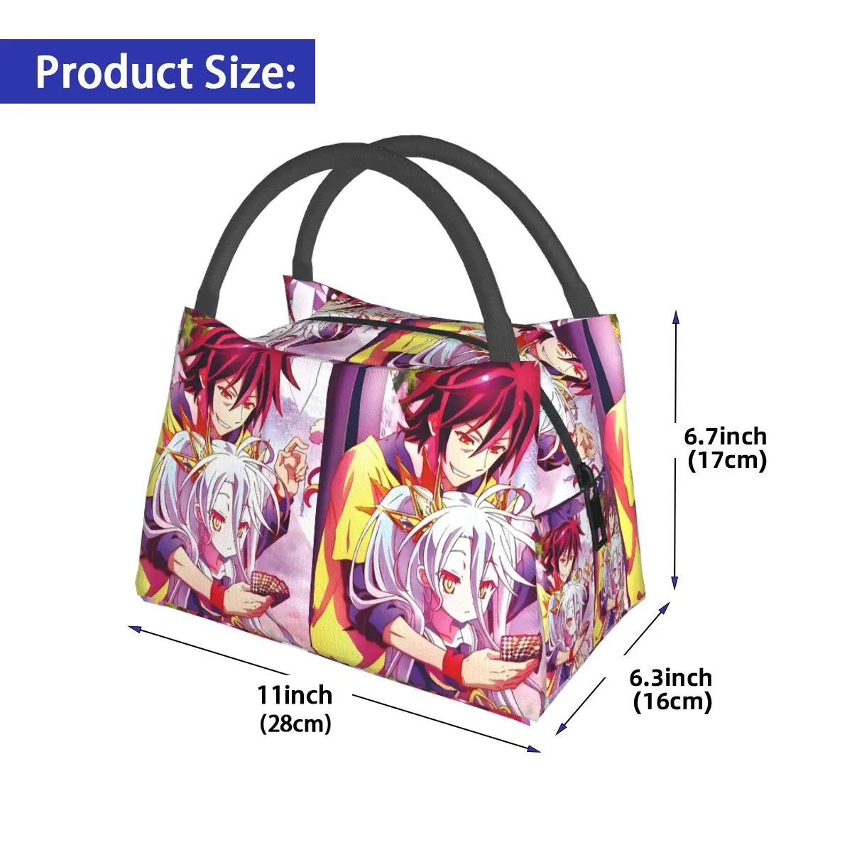 No Game No Life Zero Cover Image Insulated Lunch Bag Picnic Storage Food Boxes Leakproof Container Cooler Thermal Lunch Box Tote