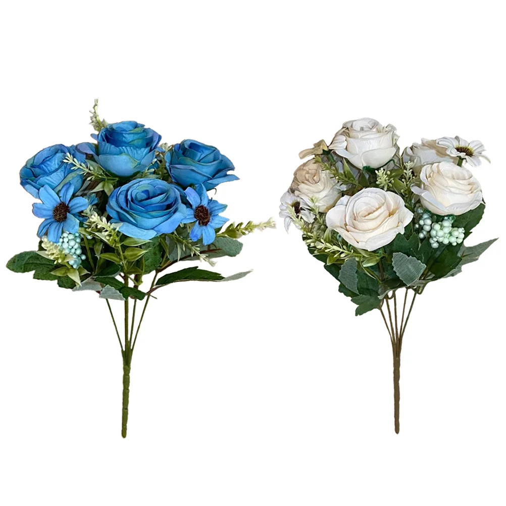 

Realistic Artificial Rose Bouquet For Wedding Decor Dining Table Centerpiece Simulation Flowers Faux Floral Arrangement