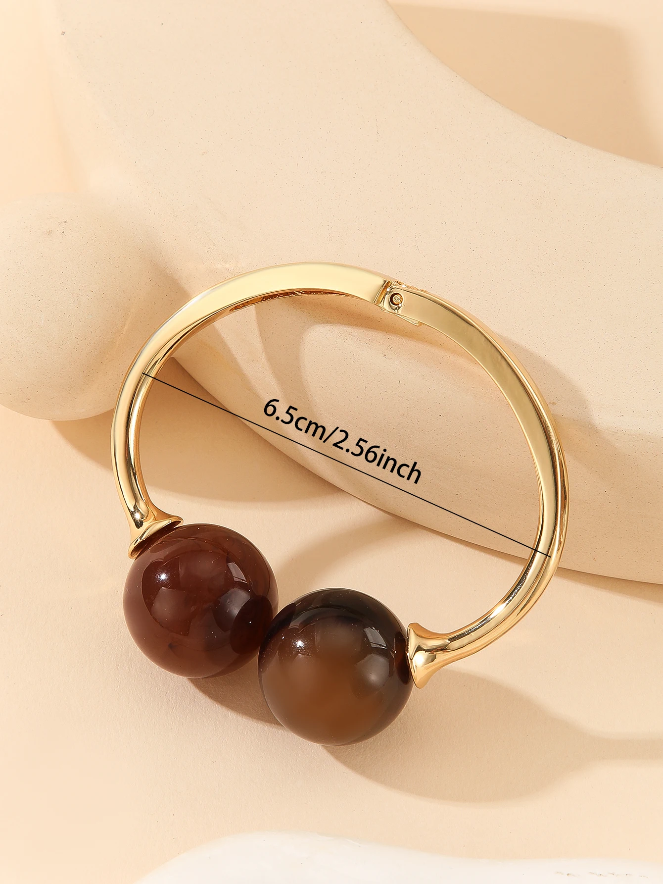 سوار أكريليك مفتوح على شكل دائرة مع خرز على شكل كرة مزدوجة على طراز بوهو متعدد للارتداء اليومي والحفلات قابل للتعديل يناسب العصرية #6