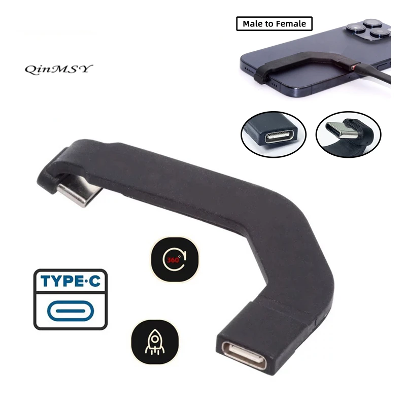 

Angled Type-C Male to USB-C Female Extension Ultra Slim Data Cable Connector Protector 65W Fast Charge for Tablet Phone
